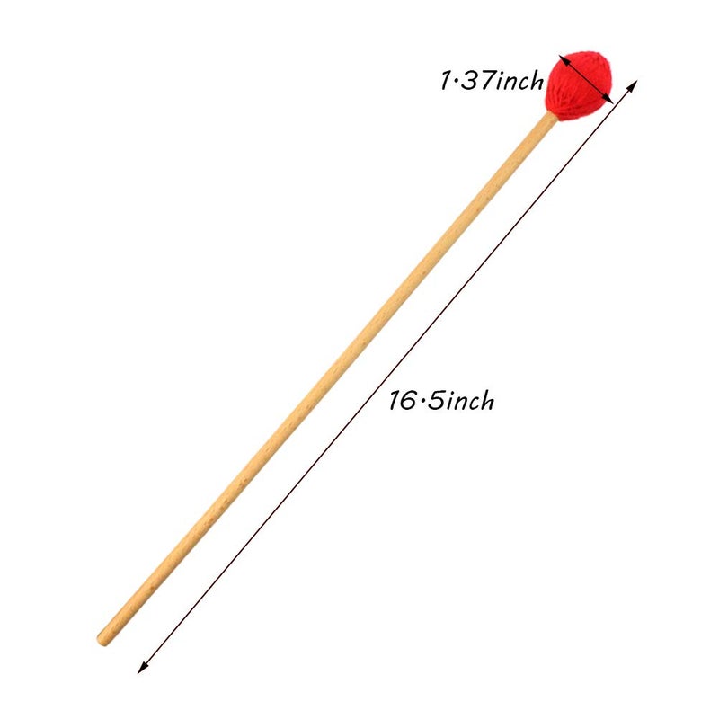 Yolyoo Medium Hard Yarn Head Keyboard Marimba Mallets with Maple Handles,Pack of 2 Blue (Red) - Image 3